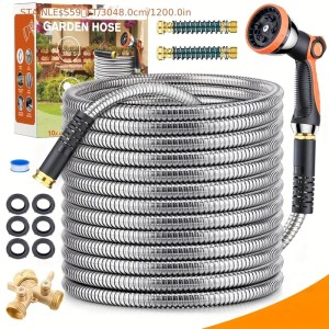 100FT Heavy-Duty Flexible Metal Garden Hose